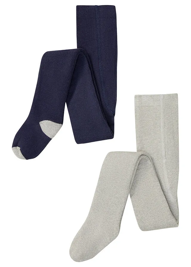 PANTIS TéRMICOS INFANTILES (2 UNIDADES) CON ALGODóN ORGáNICO Y RIZO INTERIOR GRIS JASPEADOAZUL MARINO